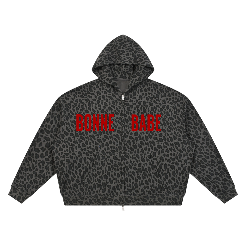 Leopard Bonne Babe Full Zip Hoodie